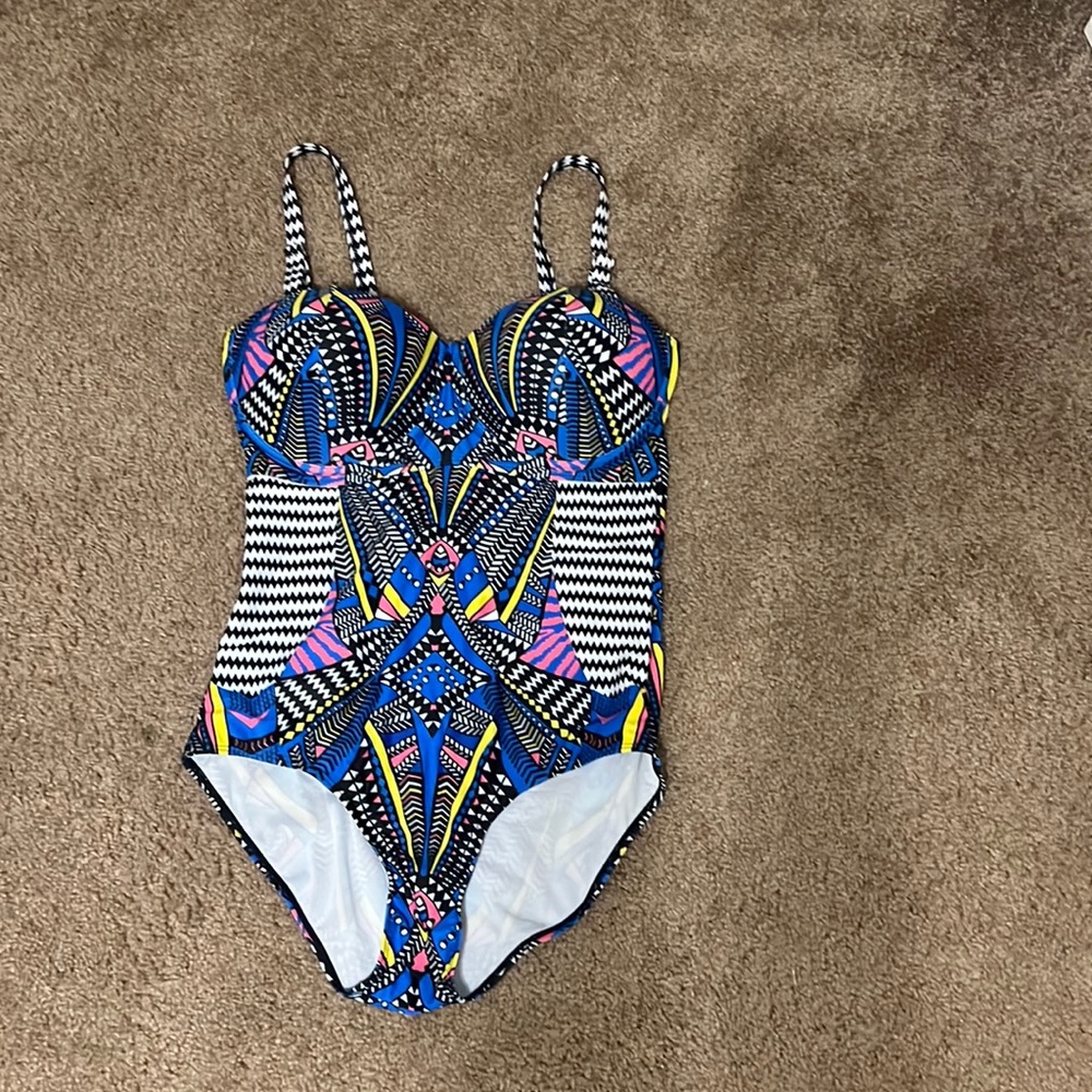 One piece Aztec swimsuit.